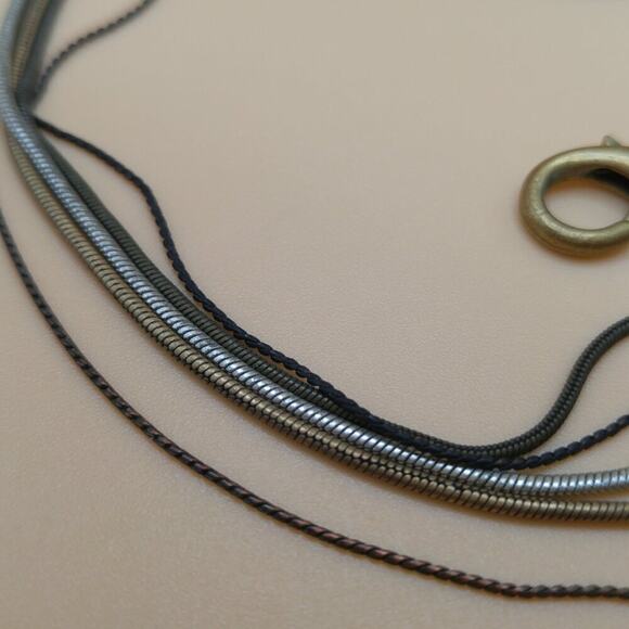 Chico’s Layered Pendant Necklace Black Enamel Beads Multistrand Chains - Picture 9 of 10